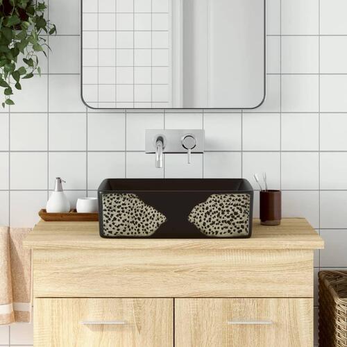 Håndvask til bord 46x35,5x13 cm rektangulær keramik sort