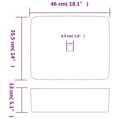 Håndvask til bord 46x35,5x13 cm rektangulær keramik sort