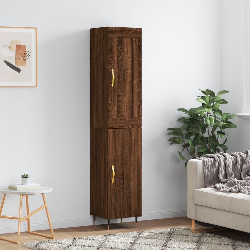 Skab 34,5x34x180 cm konstrueret træ brun egetræsfarve