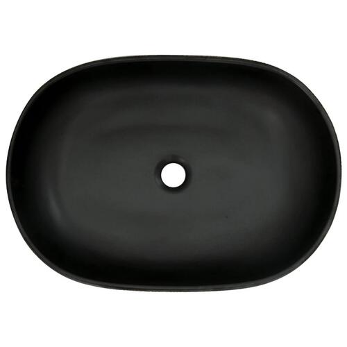 Håndvask til bordplade 59x40x14 cm oval keramik sort og blå