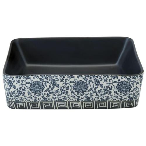 Håndvask til bord 46x35,5x13 cm rektangulær keramik sort og blå