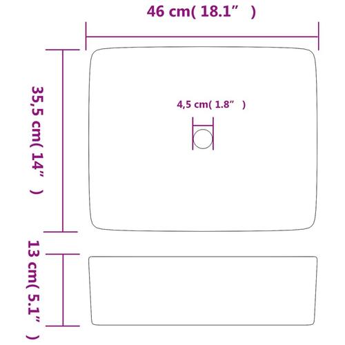 Håndvask til bord 46x35,5x13 cm rektangulær keramik sort og blå