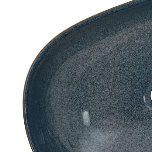 Håndvask til bordplade 59x40x14 cm oval keramik sand og blå