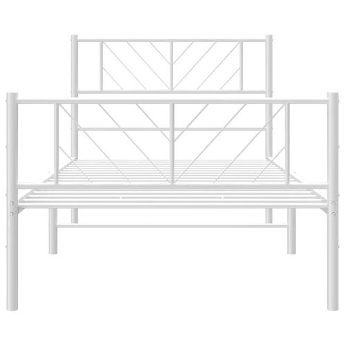 Sengeramme med sengegavl og fodgærde 80x200 cm metal hvid