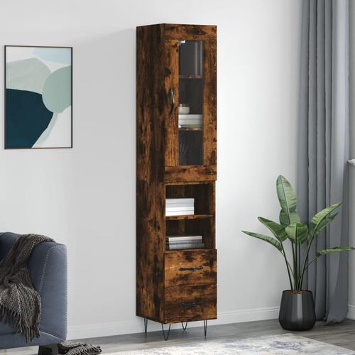 Skab 34,5x34x180 cm konstrueret træ røget egetræ