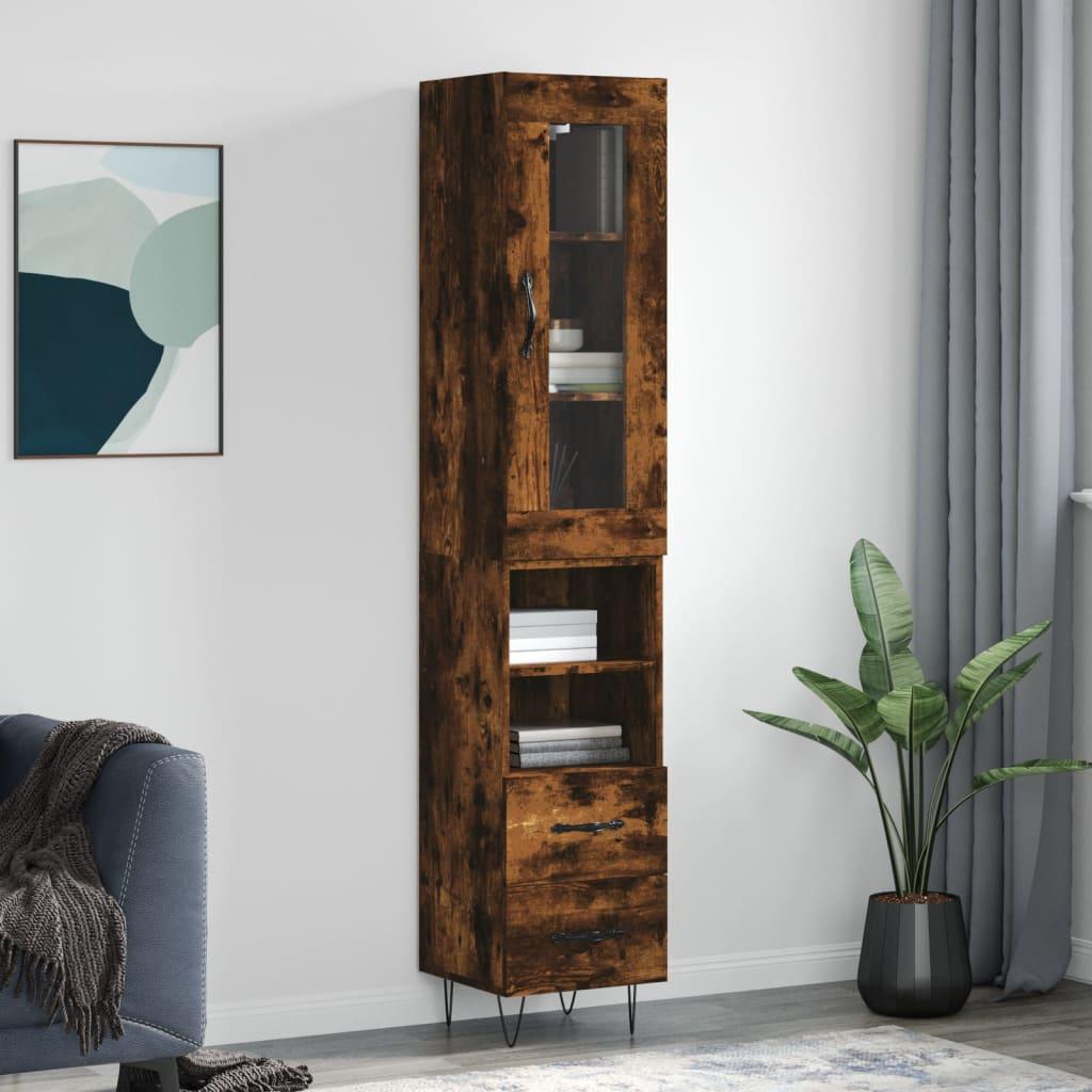 Skab 34,5x34x180 cm konstrueret træ røget egetræ