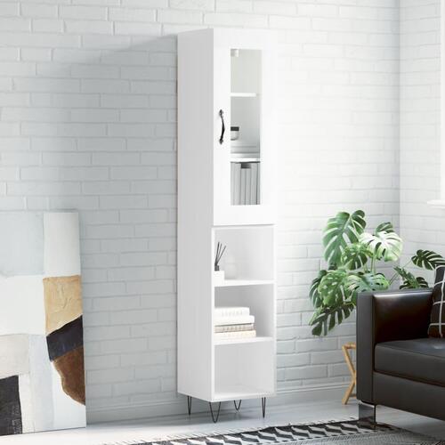 Skab 34,5x34x180 cm konstrueret træ hvid højglans