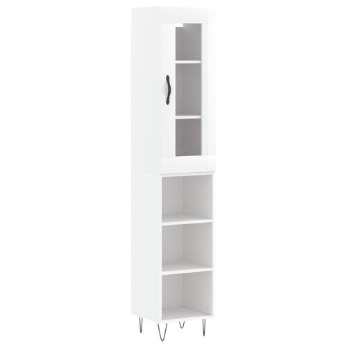 Skab 34,5x34x180 cm konstrueret træ hvid højglans