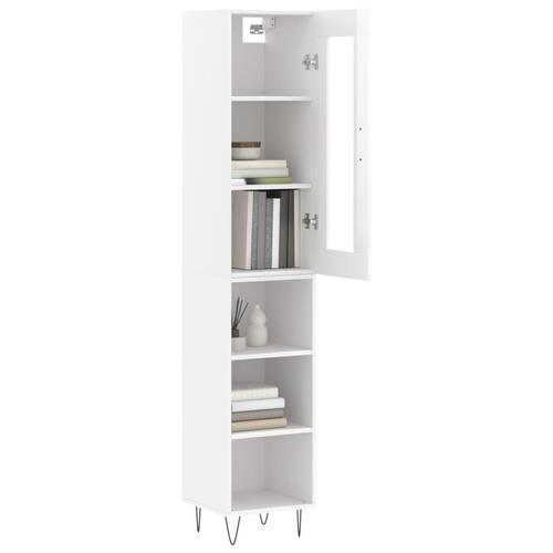 Skab 34,5x34x180 cm konstrueret træ hvid højglans