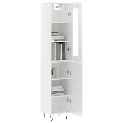 Skab 34,5x34x180 cm konstrueret træ hvid højglans