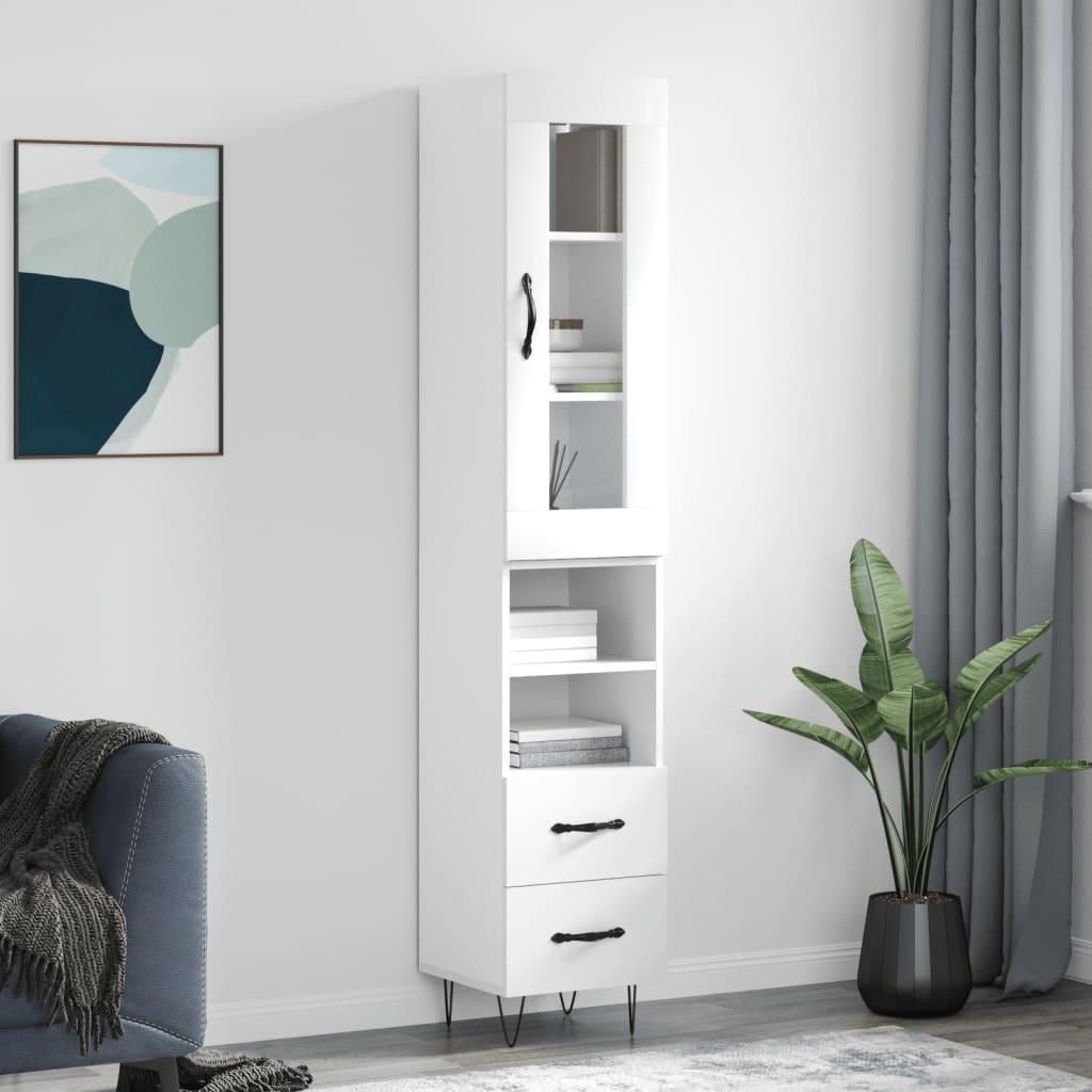Skab 34,5x34x180 cm konstrueret træ hvid