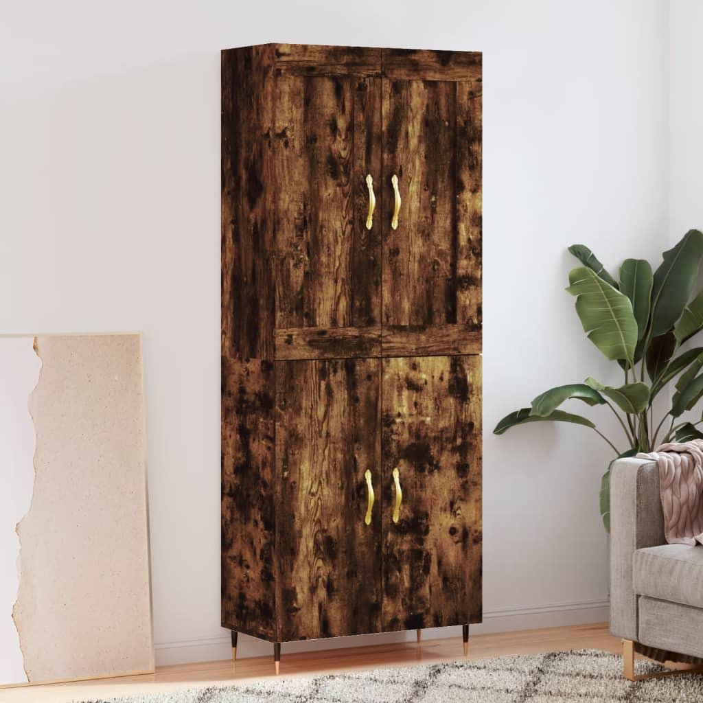 Højskab 69,5x34x180 cm konstrueret træ røget egetræsfarve