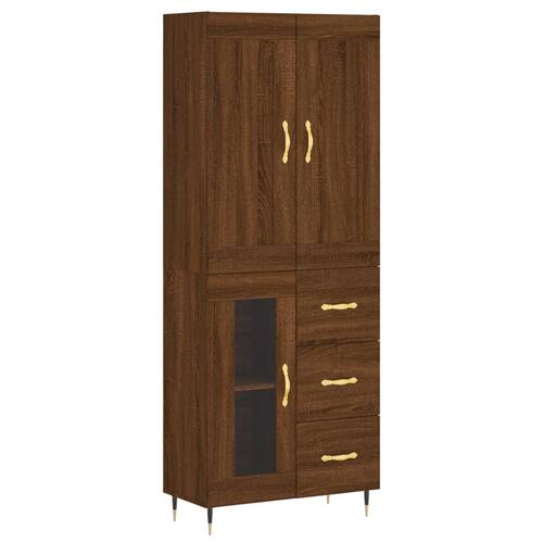 Højskab 69,5x34x180 cm konstrueret træ brun egetræsfarve