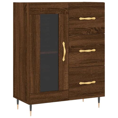 Højskab 69,5x34x180 cm konstrueret træ brun egetræsfarve