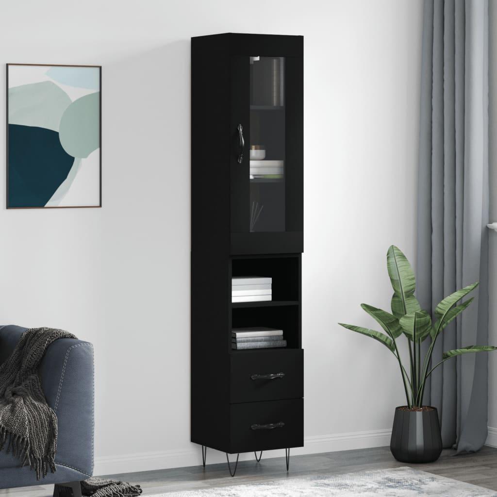 Skab 34,5x34x180 cm konstrueret træ sort