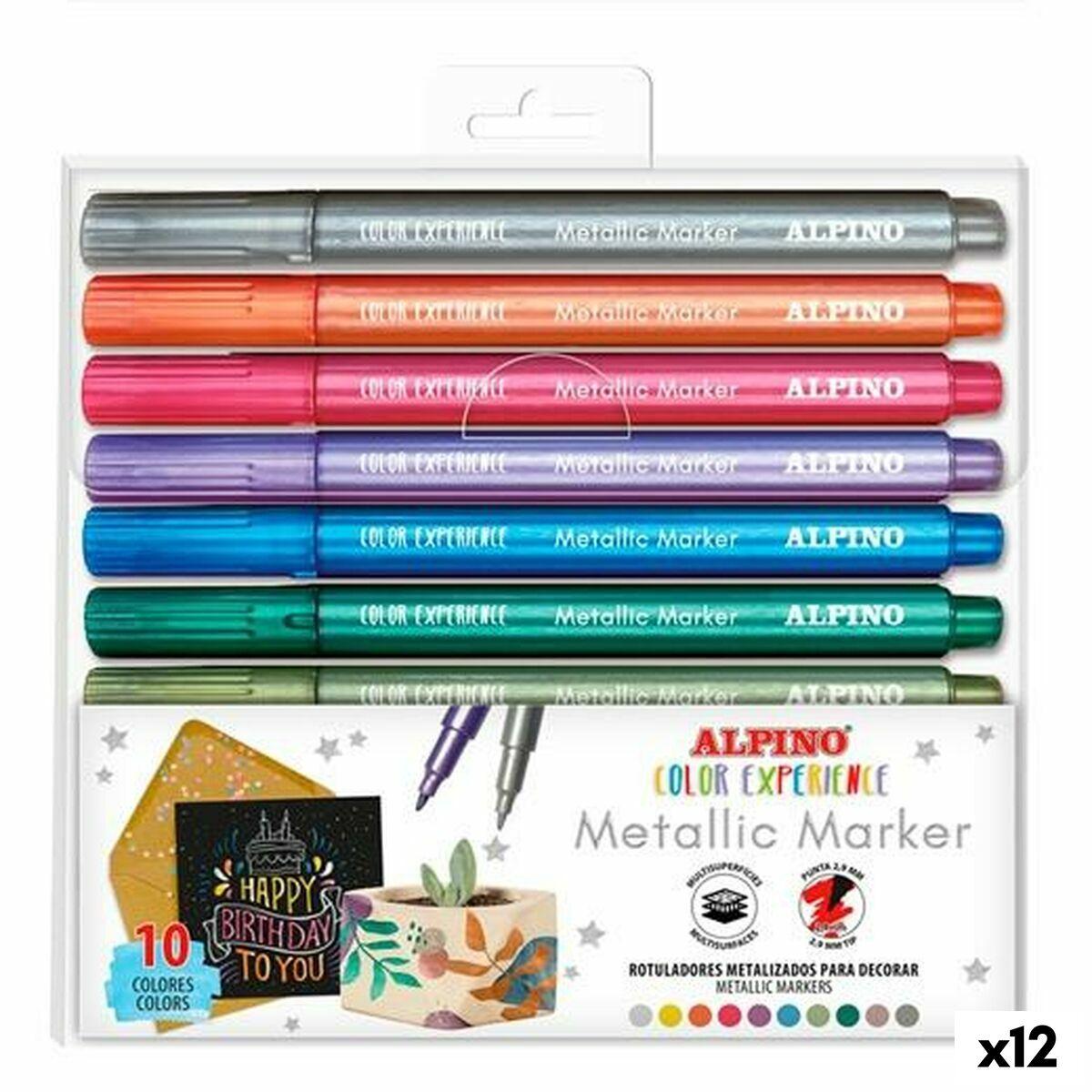 Alpino Metallic Marker - sæt med fiberpenne, multifarvet (12 enheder)