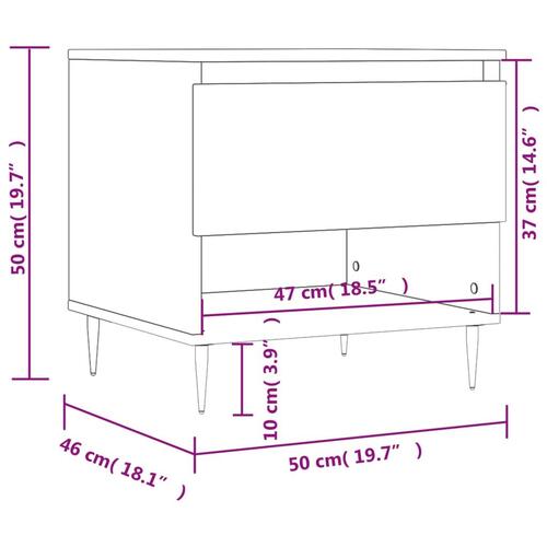 Sofaborde 2 stk. 50x46x50 cm konstrueret træ sort