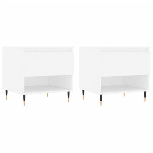 Sofaborde 2 stk. 50x46x50 cm konstrueret træ hvid