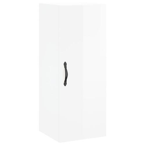 Vægskab 34,5x34x90 cm konstrueret træ hvid højglans