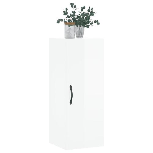 Vægskab 34,5x34x90 cm konstrueret træ hvid højglans