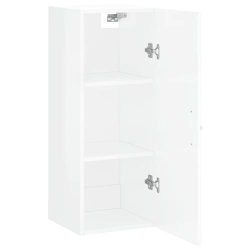 Vægskab 34,5x34x90 cm konstrueret træ hvid højglans