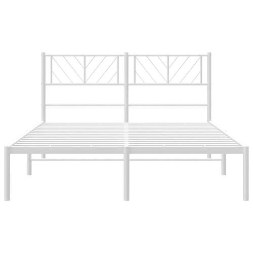 Sengeramme med sengegavl 135x190 cm metal hvid