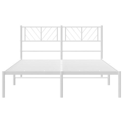 Sengeramme med sengegavl 150x200 cm metal hvid