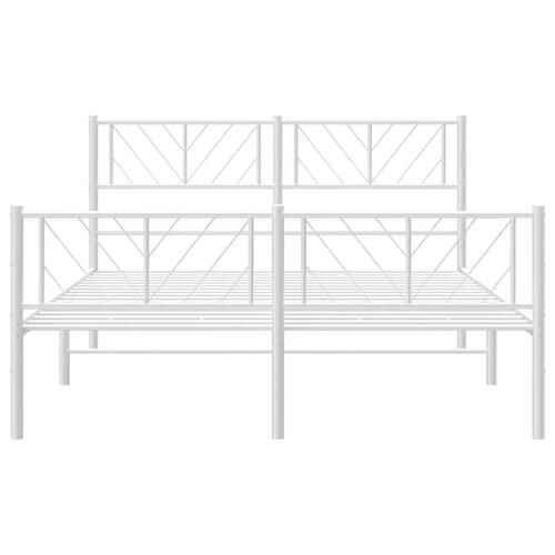 Sengeramme med sengegavl og fodgærde 135x190 cm metal hvid