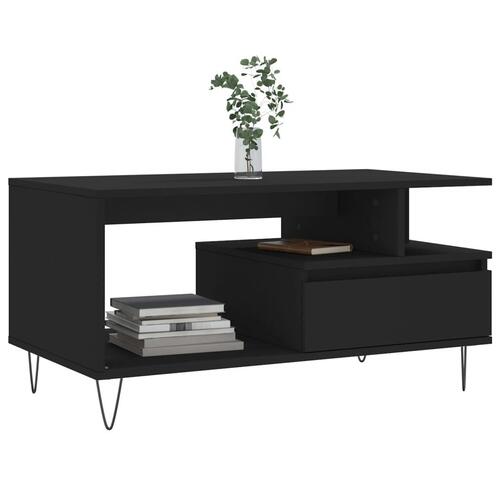 Sofabord 90x49x45 cm konstrueret træ sort