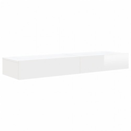 Tv-borde med LED-lys 2 stk. 60x35x15,5 cm hvid højglans
