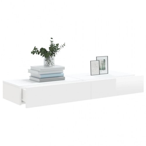 Tv-borde med LED-lys 2 stk. 60x35x15,5 cm hvid højglans