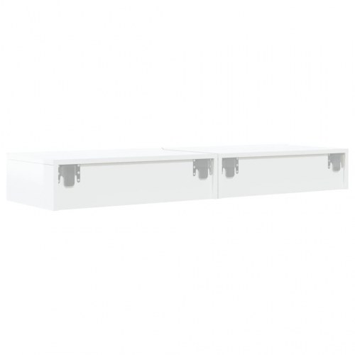Tv-borde med LED-lys 2 stk. 60x35x15,5 cm hvid højglans