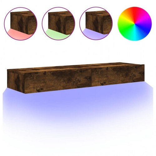 Tv-borde 2 stk. med LED-lys 60x35x15,5 cm røget egetræsfarve