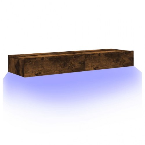 Tv-borde 2 stk. med LED-lys 60x35x15,5 cm røget egetræsfarve