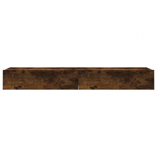 Tv-borde 2 stk. med LED-lys 60x35x15,5 cm røget egetræsfarve