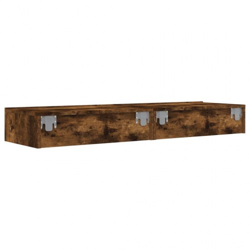 Tv-borde 2 stk. med LED-lys 60x35x15,5 cm røget egetræsfarve