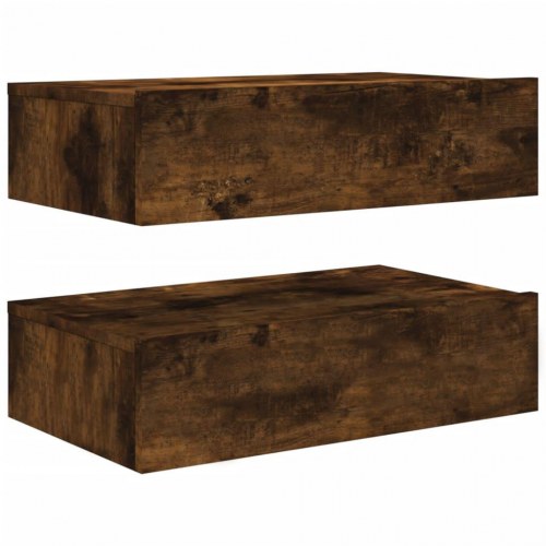 Tv-borde 2 stk. med LED-lys 60x35x15,5 cm røget egetræsfarve