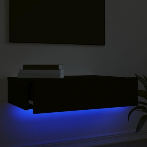 Tv-bord med LED-lys 60x35x15,5 cm sort