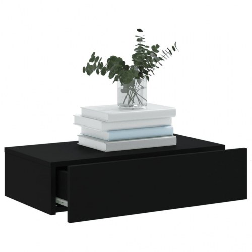 Tv-bord med LED-lys 60x35x15,5 cm sort