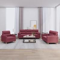 3 personers sofa med puder stof vinrød