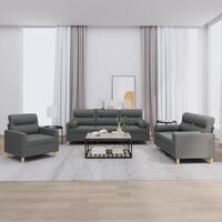 3 personers sofa med puder stof mørkegrå