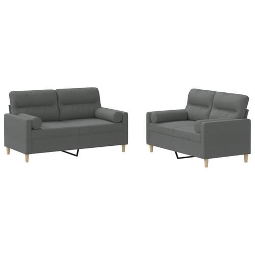 2 personers sofa med puder stof mørkegrå