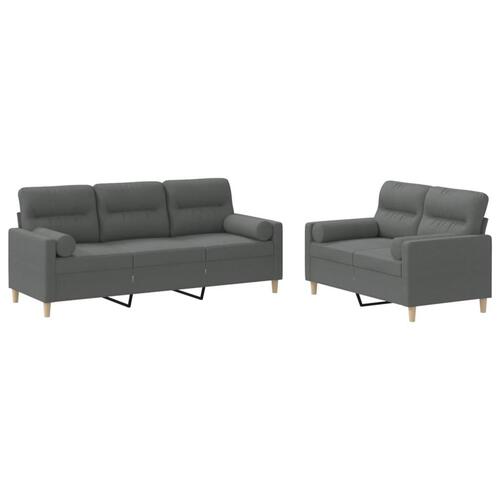 2 personers sofa med puder stof mørkegrå