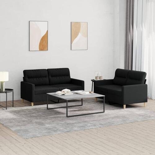 2 personers sofa med hynder stof sort