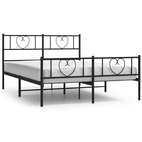 Sengeramme med sengegavl og fodgærde 135x190 cm metal sort