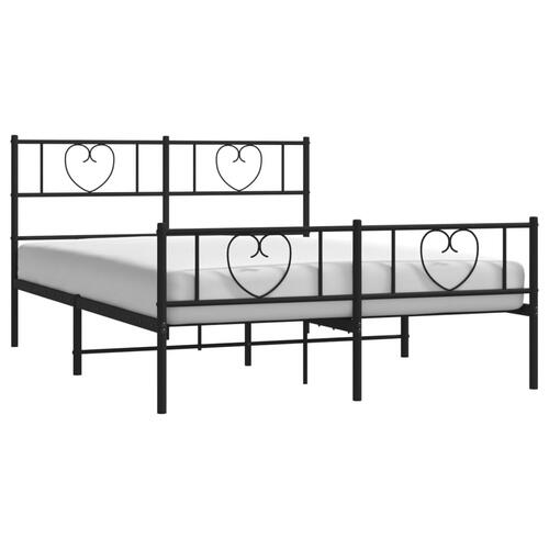 Sengeramme med sengegavl og fodgærde 135x190 cm metal sort