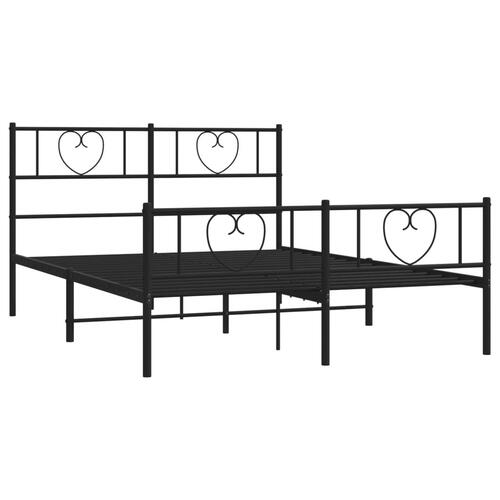 Sengeramme med sengegavl og fodgærde 135x190 cm metal sort
