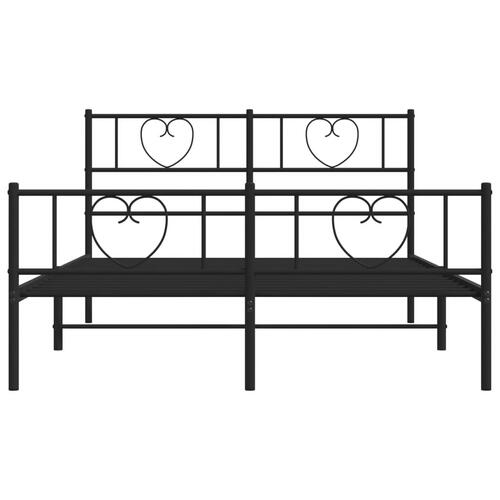 Sengeramme med sengegavl og fodgærde 135x190 cm metal sort