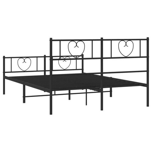 Sengeramme med sengegavl og fodgærde 135x190 cm metal sort