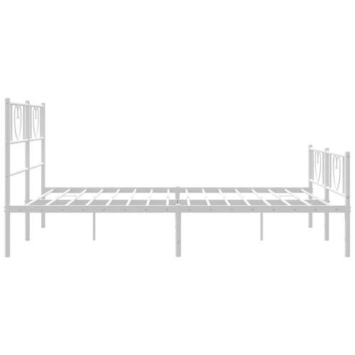 Sengeramme med sengegavl og fodgærde 150x200 cm metal hvid